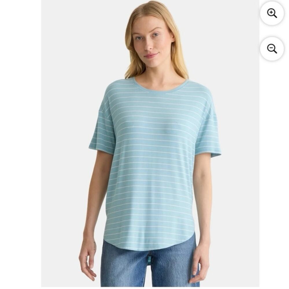 Time and Tru Women’s Crewneck Tunic Tee with Short Sleeves, Sizes XXL Blue‎ NEW